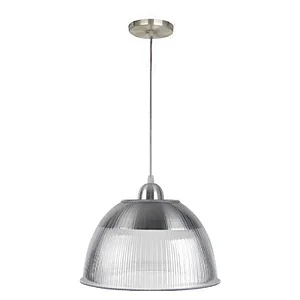 Luminária prismática pendente 12 polegadas cabo PP Incolor E-27.