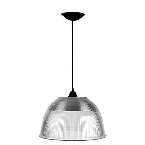 Luminária prismática pendente 12 polegadas cabo PP preto E-27.