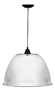 Luminária prismática pendente 12 polegadas cabo PP preto E-27.