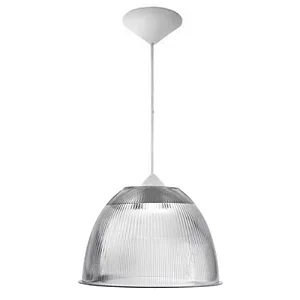 Luminária prismática pendente 16 polegadas cabo PP branco E-27.