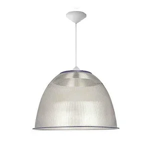 Luminária prismática pendente 22 polegadas cabo PP branco E-27.