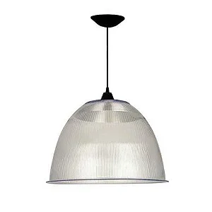 Luminária prismática pendente 22 polegadas cabo PP preto E-27.