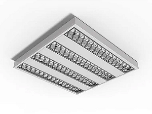 Luminária de sobrepor de alto rendimento com aletas parabólicas duplas para 4 lâmpadas 18/20W 120cm.