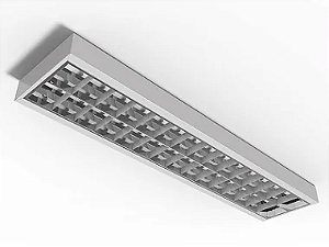 Luminária de sobrepor de alto rendimento com aletas planas brancas para 2 lâmpadas 9/10W 60cm.