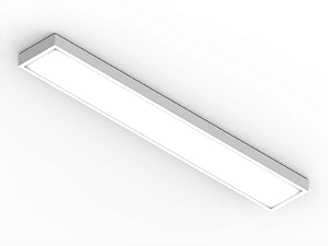 Luminária de sobrepor fechada com difusor leitoso para 2 lâmpadas 18/20W 120cm.