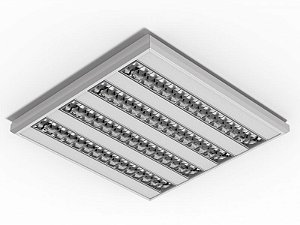 Luminária de sobrepor alto rendimento com aletas parabólicas duplas para 4 lâmpadas T5 14/24W 60cm.