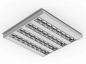 Luminária de sobrepor alto rendimento com aletas parabólicas duplas para 4 lâmpadas T5 14/24W 60cm.