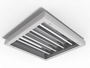Luminária de sobrepor fechada e vedada contínua com difusor em acrílico transparente para 4 lâmpadas T5 14/24W 60cm.
