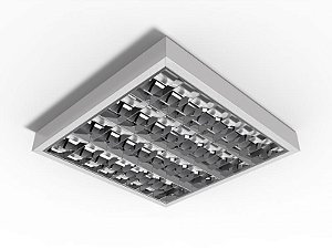 Luminária de sobrepor alto rendimento com aletas parabólicas duplas para 4 lâmpadas 9/10W 60cm.