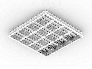 Luminária de embutir alto rendimento com aletas planas brancas para 4 lâmpadas T5 14/24W 60cm.