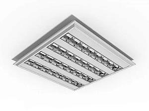 Luminária de embutir alto rendimento com aletas parabólicas duplas para 4 lâmpadas T5 14/24W 60cm.