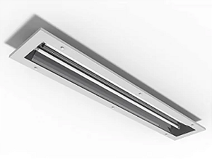 Luminária de embutir alto rendimento fechada com difusor transparente para 2 lâmpadas T5 28/54W 120cm.