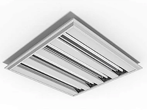 Luminária de embutir alto rendimento para 4 lâmpadas T5 14/24W 60cm.