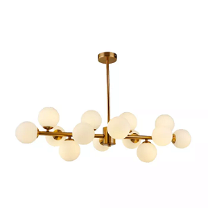 Pendente Luna Retangular 54x86x42cm Metal e Vidro Dourado e Fosco.