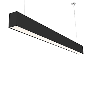 Luminaria pendente linear preto retangular led integrado 120cm 3000k bivolt.