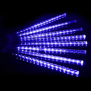 8 Tubos snowfall 384 super Leds azul dupla face 50cm (3528) uso externo IP44 bivolt.