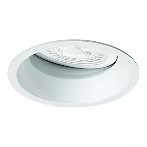 Embutido Microborda branco fosco Nya Redondo Facho Orientável Dicroica PAR16 Ø7,4x8,1cm Alumínio.