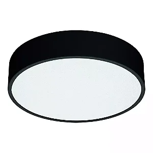 Plafon de Sobrepor Preto Acetinado Ideia Redondo P/ 4 lâmpadas E-27 Ø28x9cm Alumínio.