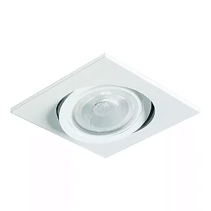 Spot de Embutir Nuru Quadrado Facho Orientável PAR20 10,7x10,7x11cm Alumínio Branco Fosco Microtexturizado.