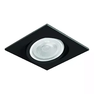 Spot de Embutir Nuru Quadrado Facho Orientável PAR20 10,7x10,7x11cm Alumínio Preto Acetinado.
