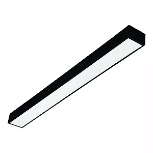 Plafon de Sobrepor Preto Acetinado Retangular 123,4x11,6x6,6cm Alumínio.