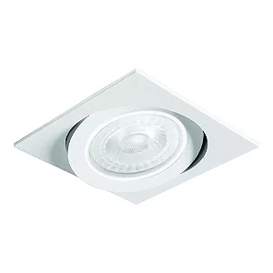 Spot de Embutir Nuru Quadrado Facho Orientável PAR30 14,5x14,5x11,4cm Alumínio Branco Fosco Microtexturizado.