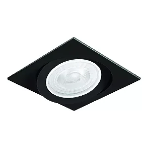 Spot de Embutir Nuru Quadrado Facho Orientável PAR30 14,5x14,5x11,4cm Alumínio Preto Acetinado.