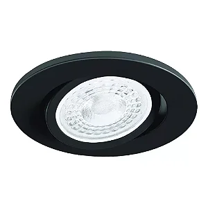 Spot de Embutir Preto Acetinado Nuru Redondo Facho Orientável Dicroica PAR16 Ø8,6x6,7cm Alumínio.