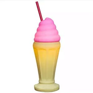 Luminária Milkshake Ø12x32cm Polietileno Amarelo e Rosa.
