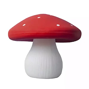 Luminária Cogumelo Ø28x22cm Polietileno Vermelho e Branco.