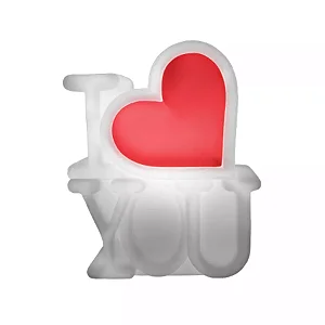 Luminária I Love You 23x19x12cm Polietileno Branco e Vermelho.