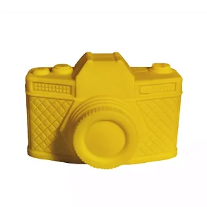 Luminária Câmera 6,5x10,5x9cm Polietileno Amarelo.