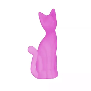 Luminária Gato Sentado 34,5x14x21cm Polietileno Rosa.