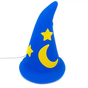 Luminária Chapéu Fantasia Mickey 31,5x21,5x21cm Polietileno Azul e Amarelo.