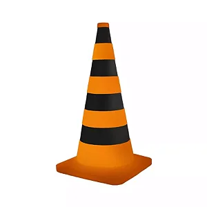 Luminária Cone de Trânsito 65x32x32cm Polietileno Laranja e Preto.