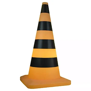 Luminária Cone De Trânsito 65x32x32cm Polietileno Amarelo e Preto.