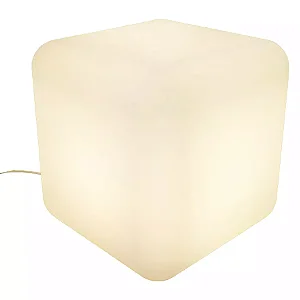 Luminária Puff Iluminado Cubo de Luz 44x42x42cm Polietileno Branco.