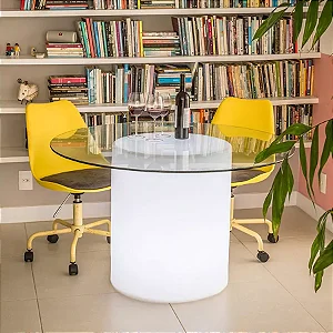 Luminária Coluna Iluminada Ø78x60cm Polietileno Branco.