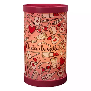 Luminária de Mesa Lumi Cheia de Charme 27xØ14,5cm Polipropileno Rosa.