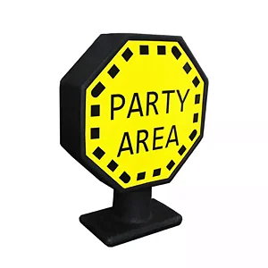 Luminária Placa Party Area 34,5x25,5x8cm Polietileno Amarelo e Preto.