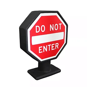 Luminária Placa Do Not Enter 34,5x25,5x8cm Polietileno Preto e Vermelho.