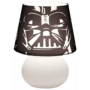 Abajur Micro Lampe Star Wars Vader Dark Side Ø15x20cm Polietileno Branco e Preto.