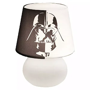 Abajur Micro Lampe Star Wars Vader Dual Ø15x20cm Polietileno Branco e Preto.