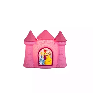 Luminária Castelo Princesas 25x29,5x14,5cm Polietileno Rosa.