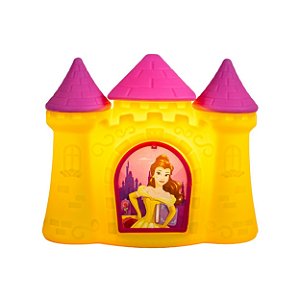 Luminária Castelo Bela 25x29,5x14,5cm Polietileno Amarelo e Rosa.
