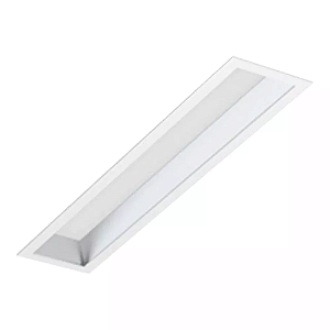 Luminária de Embutir LED Retangular linear visor recuado 2700K 19,4W Bivolt 61,8x12x6,2cm Alumínio Branco Fosco.