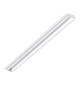 Luminária de Embutir linear LED Wamba Retangular 3000K 36,2W Bivolt 114,5x7,5x3,2cm Corpo Branco Fosco e Refletor Anodizado Acetinado.