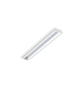 Luminária de Embutir linear LED Wamba Retangular 3000K 17,9W Bivolt 59,3x7,5x3,2cm Corpo Branco Fosco e Refletor Anodizado Acetinado.