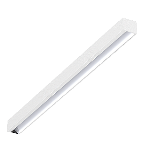 Plafon de Sobrepor LED linear com iluminação assimétrica Wamba Retangular 4000K 36,2W Bivolt 114,3x7,3x6,5cm Corpo Branco Fosco e Refletor Anodizado Acetinado.