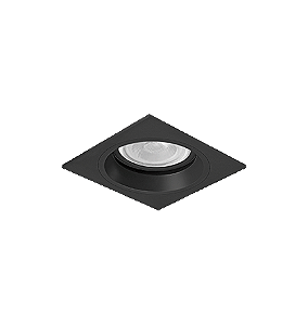 Luminária de Embutir Quadrada Face Plana 11x11x12,7cm facho orientável 1x PAR20 Led Alumínio Preto fosco.